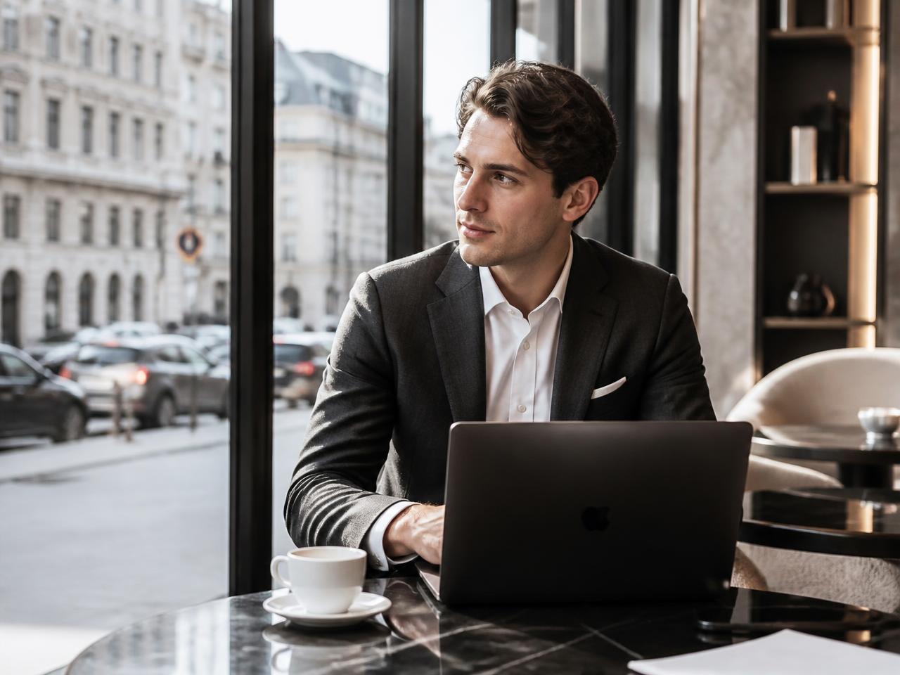 Professionelle Person in einem hellen, europäischen Geschäftsumfeld